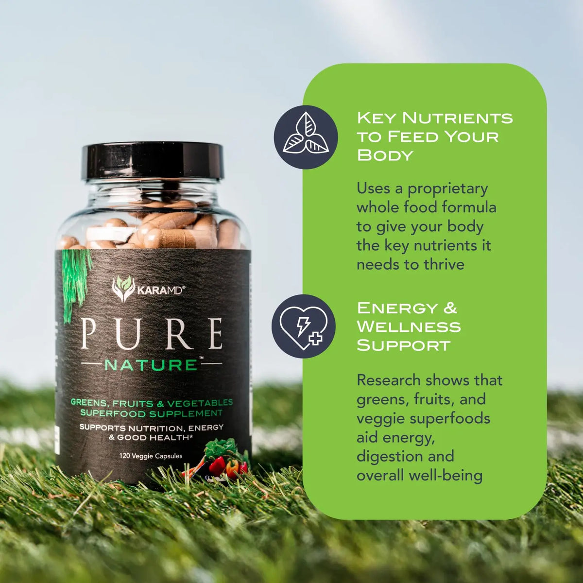 KaraMD Pure Nature Greens, Fruits & Veggies – 30 Servings, Gluten Free & Vegan, Energy & Digestion Support BritishVita | Premium UK Vitamins & Wellness Supplements