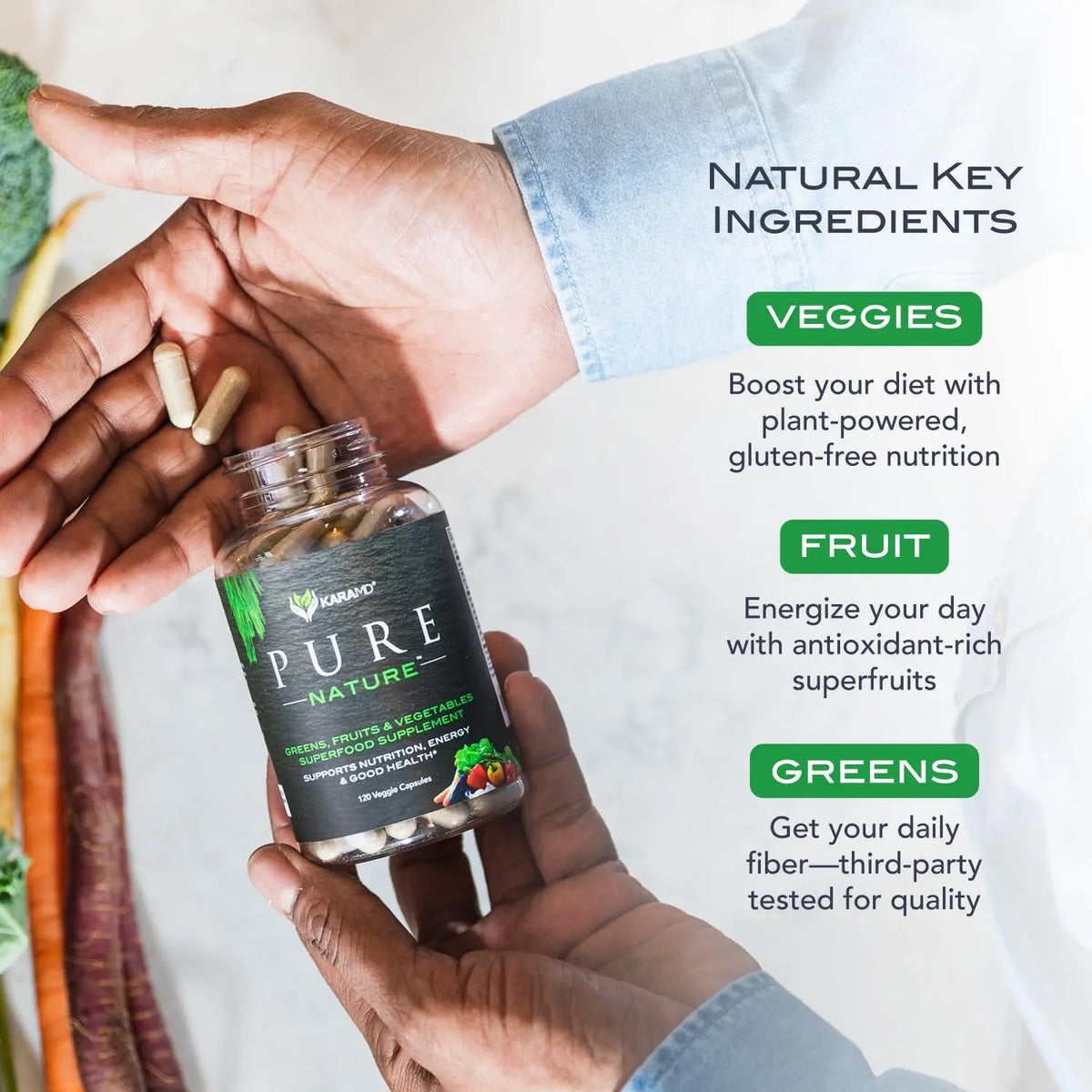 KaraMD Pure Nature Greens, Fruits & Veggies – 30 Servings, Gluten Free & Vegan, Energy & Digestion Support BritishVita | Premium UK Vitamins & Wellness Supplements