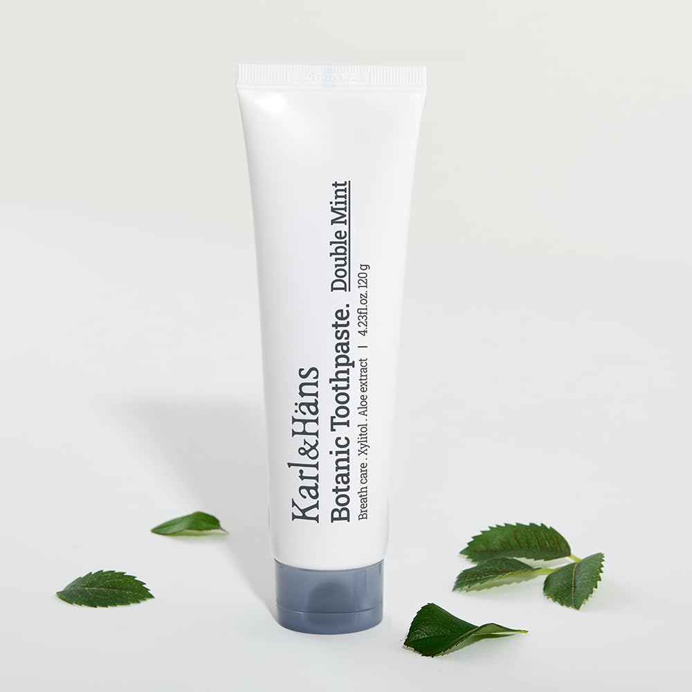 Karl&Hans Botanic Double Mint Toothpaste with Fluoride – Fresh Breath, Enamel Strength, Whitens Teeth (4.23 oz)