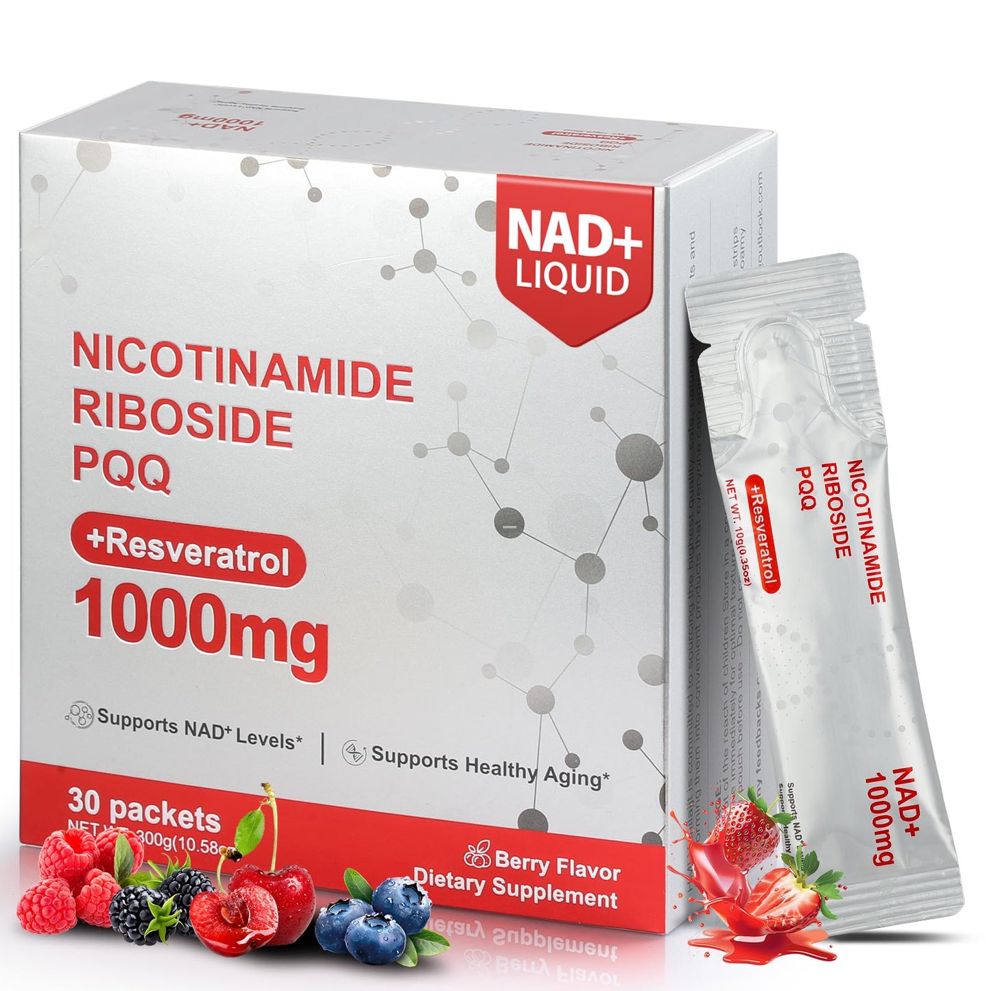 Kaseano NAD Supplement - Liposomal NAD+ Liquid 1000mg | 30 Packets