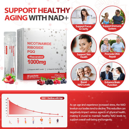 Kaseano NAD Supplement - Liposomal NAD+ Liquid 1000mg | 30 Packets