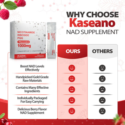 Kaseano NAD Supplement - Liposomal NAD+ Liquid 1000mg | 30 Packets