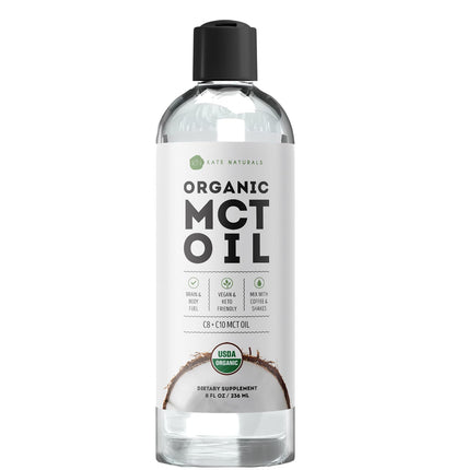 Kate Naturals Organic MCT Oil for Coffee – C8 & C10, 8oz, Unflavored