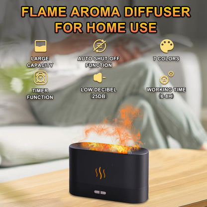 kathluce Flame Humidifier with 7 Colors — Noise-Free Essential Oil Diffuser (Deepblack)