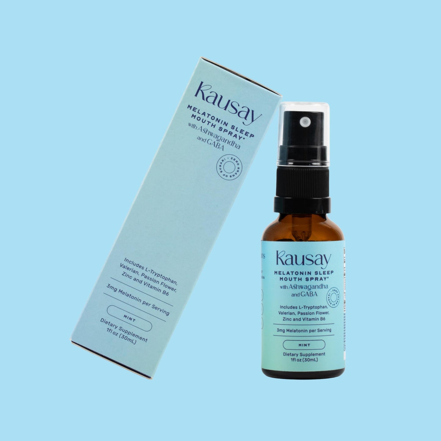 Kausay Sleep Mouth Spray – 3 mg Melatonin, Botanicals, Sugar-Free | 30 ml Travel Size