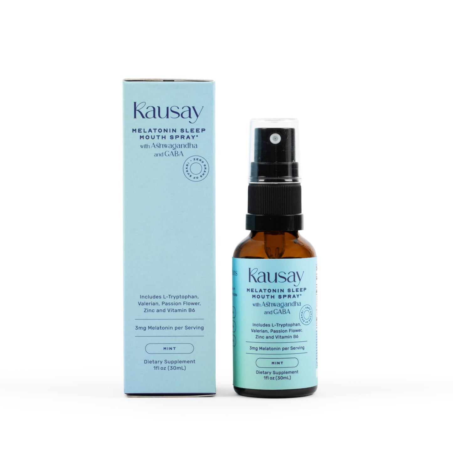 Kausay Sleep Mouth Spray – 3 mg Melatonin, Botanicals, Sugar-Free | 30 ml Travel Size