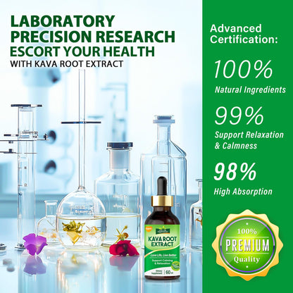 Kava Kava Root Extract Drops for Sleep – High Concentration, Vegan & Non-GMO | 2 fl oz