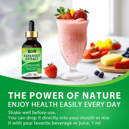 Kava Kava Root Extract Drops for Sleep – High Concentration, Vegan & Non-GMO | 2 fl oz