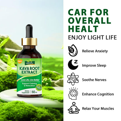 Kava Kava Root Extract Drops for Sleep – High Concentration, Vegan & Non-GMO | 2 fl oz