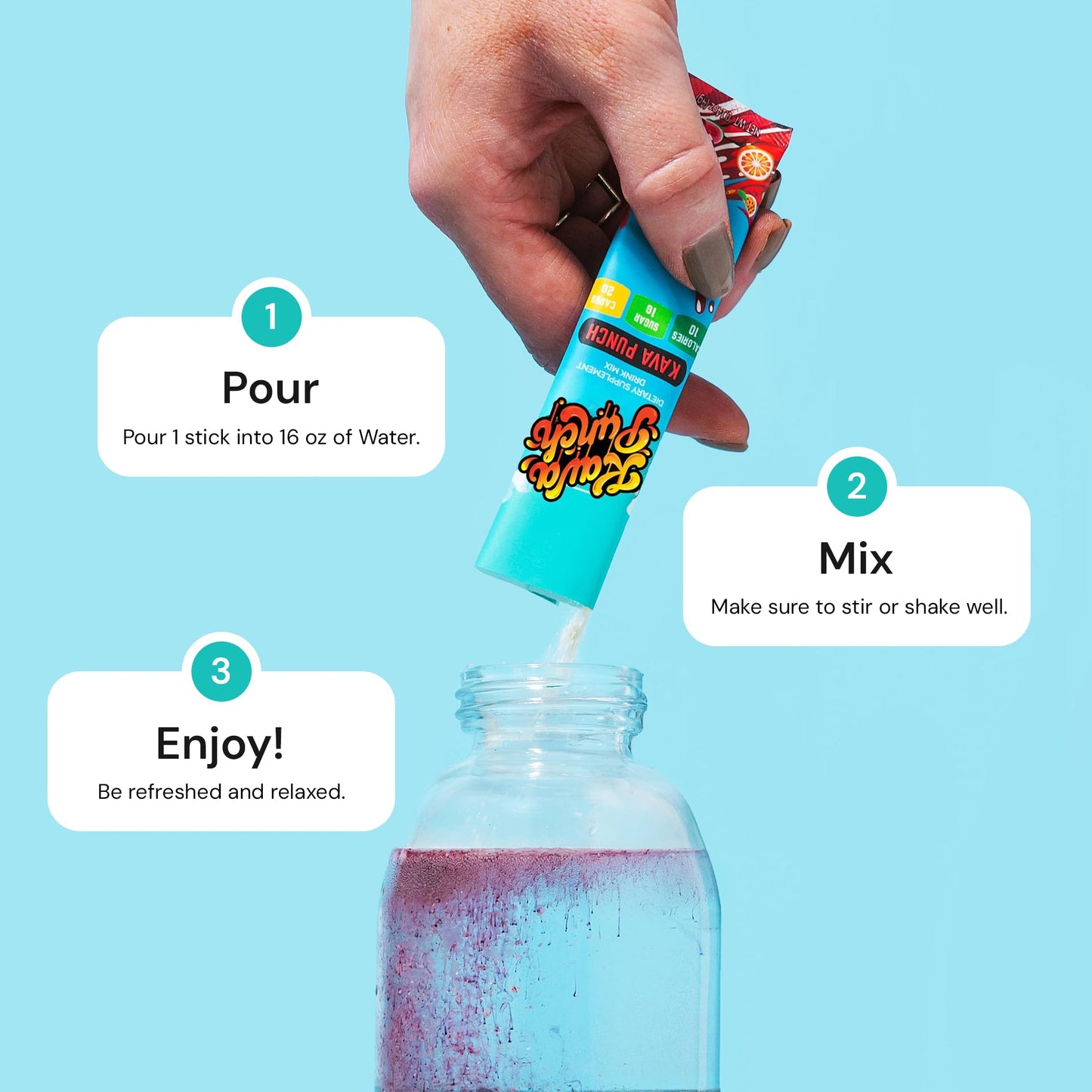 KAVA PUNCH Relaxation Drink Mix – 12-Stick Pack | Non-Alcoholic, Low-Calorie Stress Relief