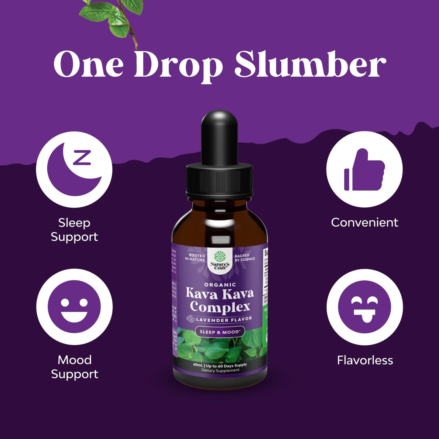Natures Craft Liquid Kava Kava Drops - Fast Acting Relaxing Tincture (60 ml)