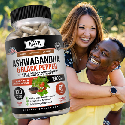Kaya Naturals Ashwagandha 1300mg – Stress & Adrenal Support (Pack of 2, 240 Capsules)