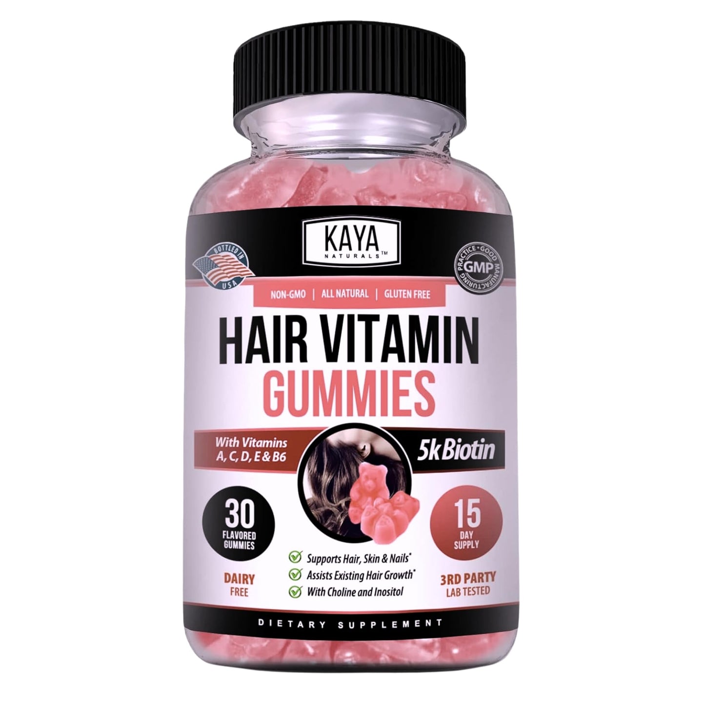Kaya Naturals Biotin Gummies 5000mcg – Hair, Skin & Nails (Blueberry, 30 Count)