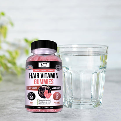 Kaya Naturals Biotin Gummies 5000mcg – Hair, Skin & Nails (Blueberry, 30 Count)