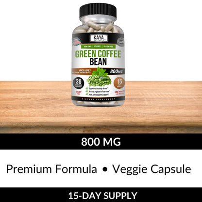 Kaya Naturals Green Coffee Bean Extract - Non-GMO, Gluten-Free Supplement (30 Count, Pack of 1)
