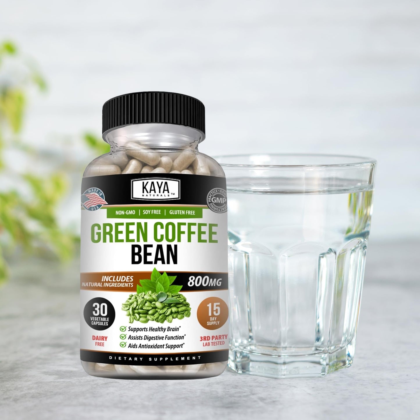 Kaya Naturals Green Coffee Bean Extract - Non-GMO, Gluten-Free Supplement (30 Count, Pack of 1)