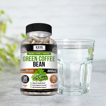 Kaya Naturals Green Coffee Bean Extract - Non-GMO, Gluten-Free Supplement (30 Count, Pack of 1)