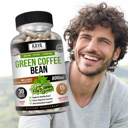 Kaya Naturals Green Coffee Bean Extract - Non-GMO, Gluten-Free Supplement (30 Count, Pack of 1)