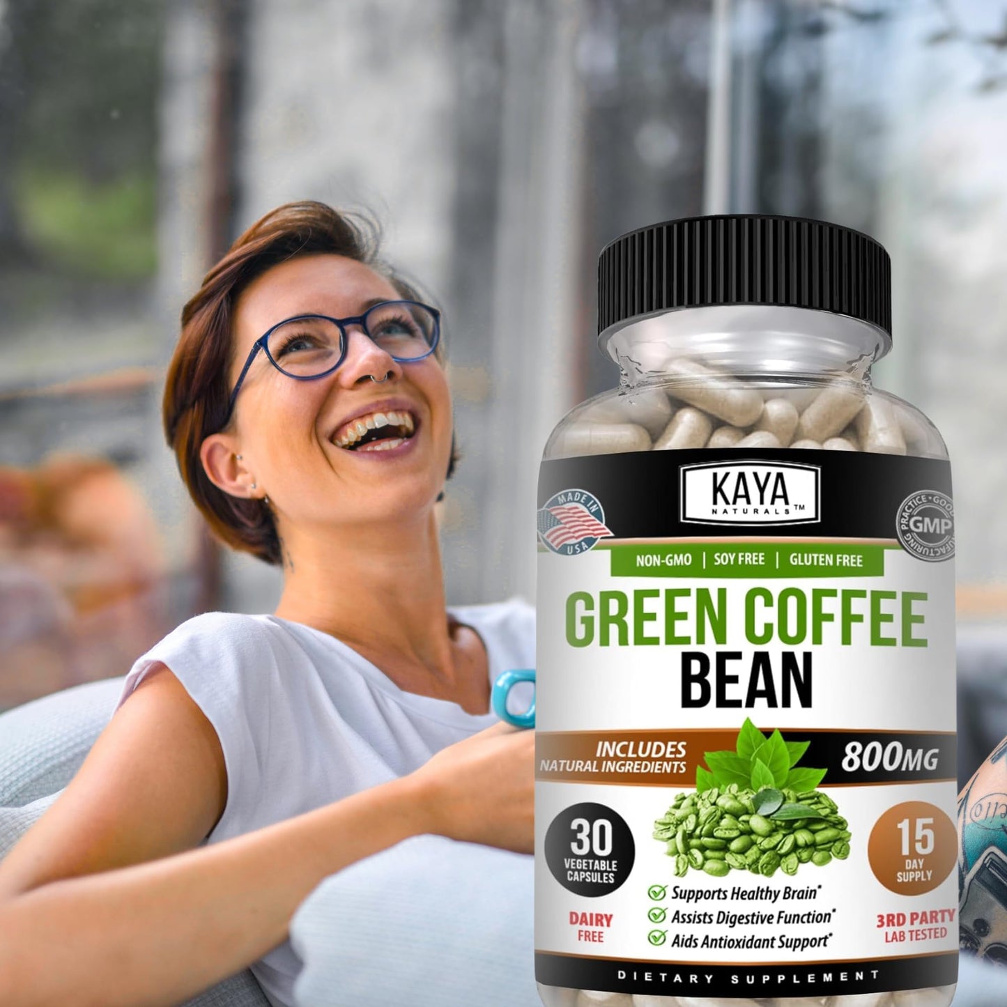 Kaya Naturals Green Coffee Bean Extract - Non-GMO, Gluten-Free Supplement (30 Count, Pack of 1)