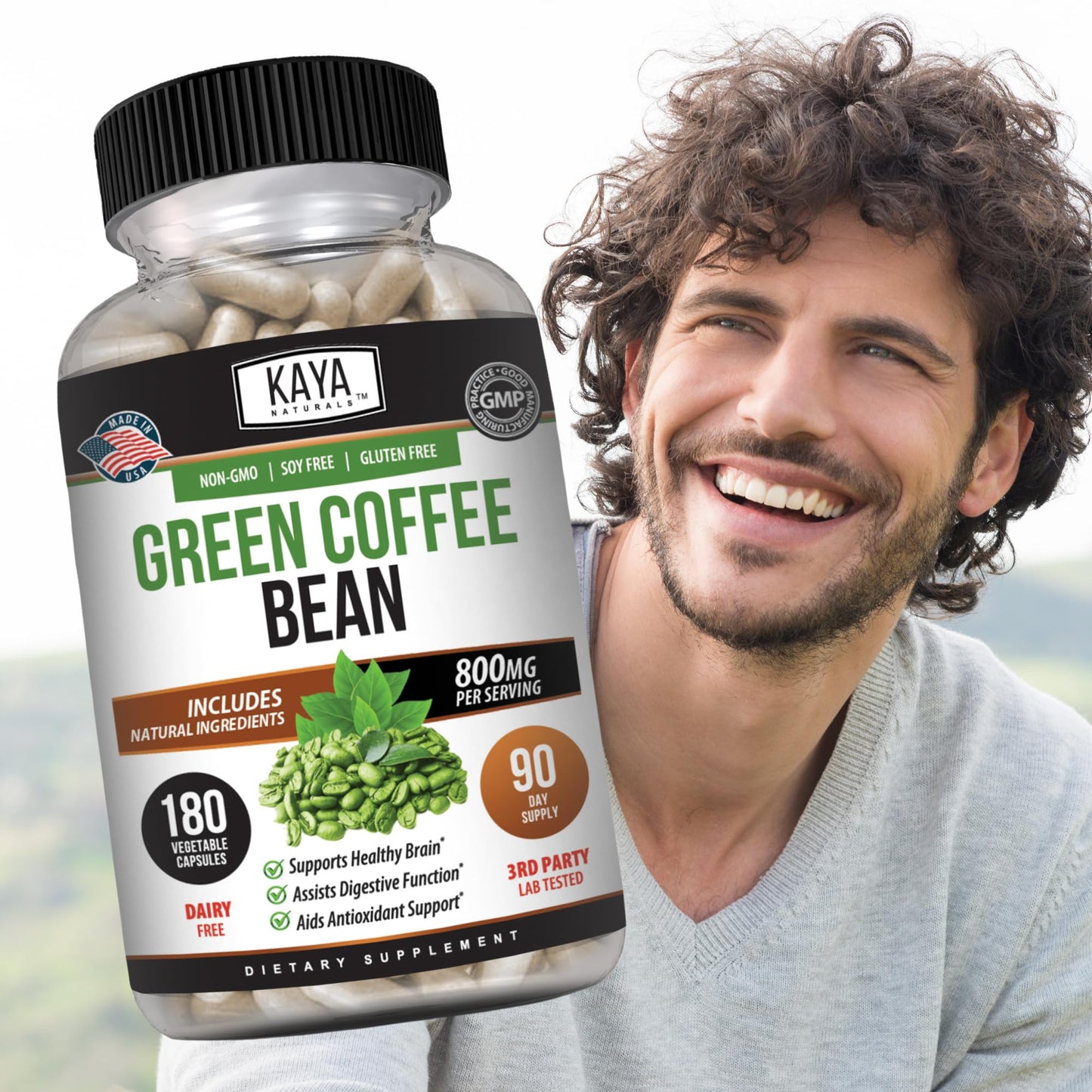Kaya Naturals Green Coffee Bean Extract – Non-GMO, Gluten-Free Supplement 180 Count