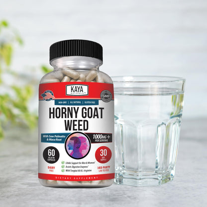 Kaya Naturals Horny Goat Weed with Maca, Saw Palmetto, Ginseng & Arginine – 60 Count