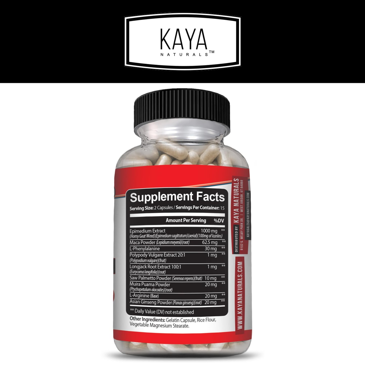 Kaya Naturals Horny Goat Weed 1560mg Complex – Maca, Saw Palmetto, Ginseng, Arginine – 30 Count
