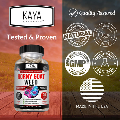 Kaya Naturals Horny Goat Weed with Maca, Saw Palmetto, Ginseng & Arginine – 60 Count