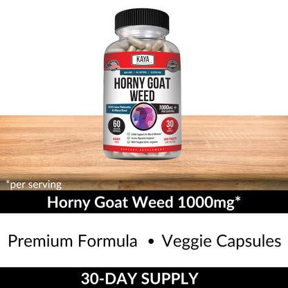 Kaya Naturals Horny Goat Weed Extract with Maca - Saw Palmetto, Ginseng, Arginine - 60 Count (Pack of 2)