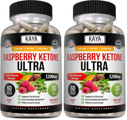 Kaya Naturals Keto Raspberry Ketone – Weight Loss & Appetite Control (60 Count, Pack of 2)