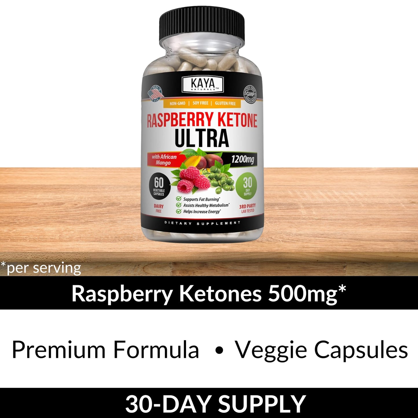 Kaya Naturals Keto Raspberry Ketone – Weight Loss & Appetite Control (60 Count, Pack of 2)