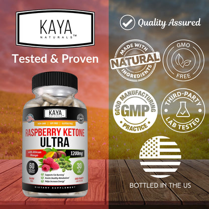 Kaya Naturals Keto Raspberry Ketone – Weight Loss & Appetite Control (60 Count, Pack of 2)