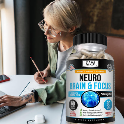 Kaya Naturals Neuro Brain – Nootropic Capsule for Memory & Focus (60 Count, Pack of 2)