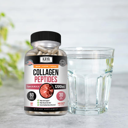 Kaya Naturals Multi Collagen Peptides Complex – Types I, II, III, V & X | 60 Count Capsules (Pack of 2)