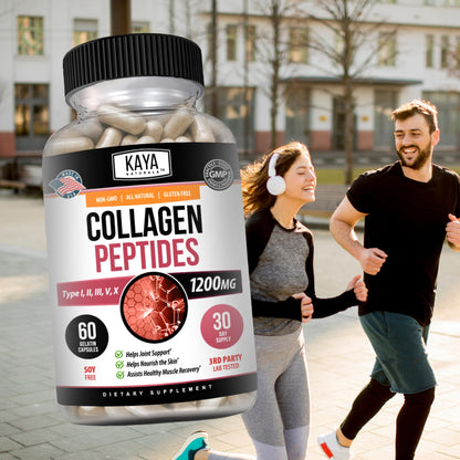Kaya Naturals Multi Collagen Peptides Complex – Types I, II, III, V & X | 60 Count Capsules (Pack of 2)