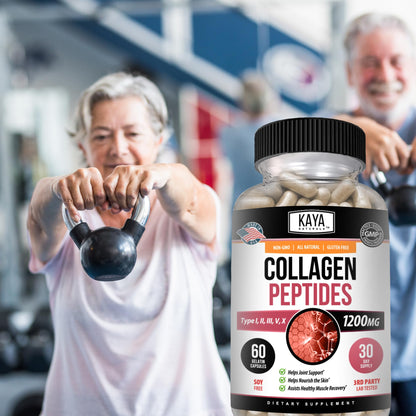 Kaya Naturals Multi Collagen Peptides Complex – Types I, II, III, V & X | 60 Count Capsules (Pack of 2)