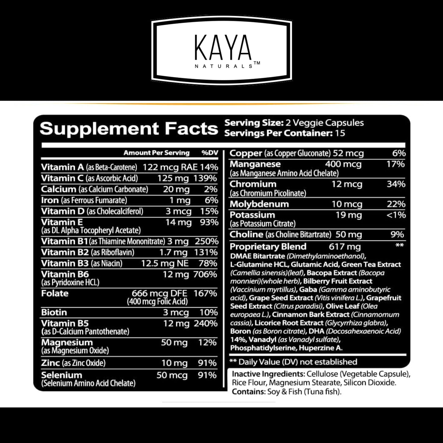 Kaya Naturals Neuro Brain Nootropic: Memory & Focus Capsule – 60 Capsules (Pack of 2)