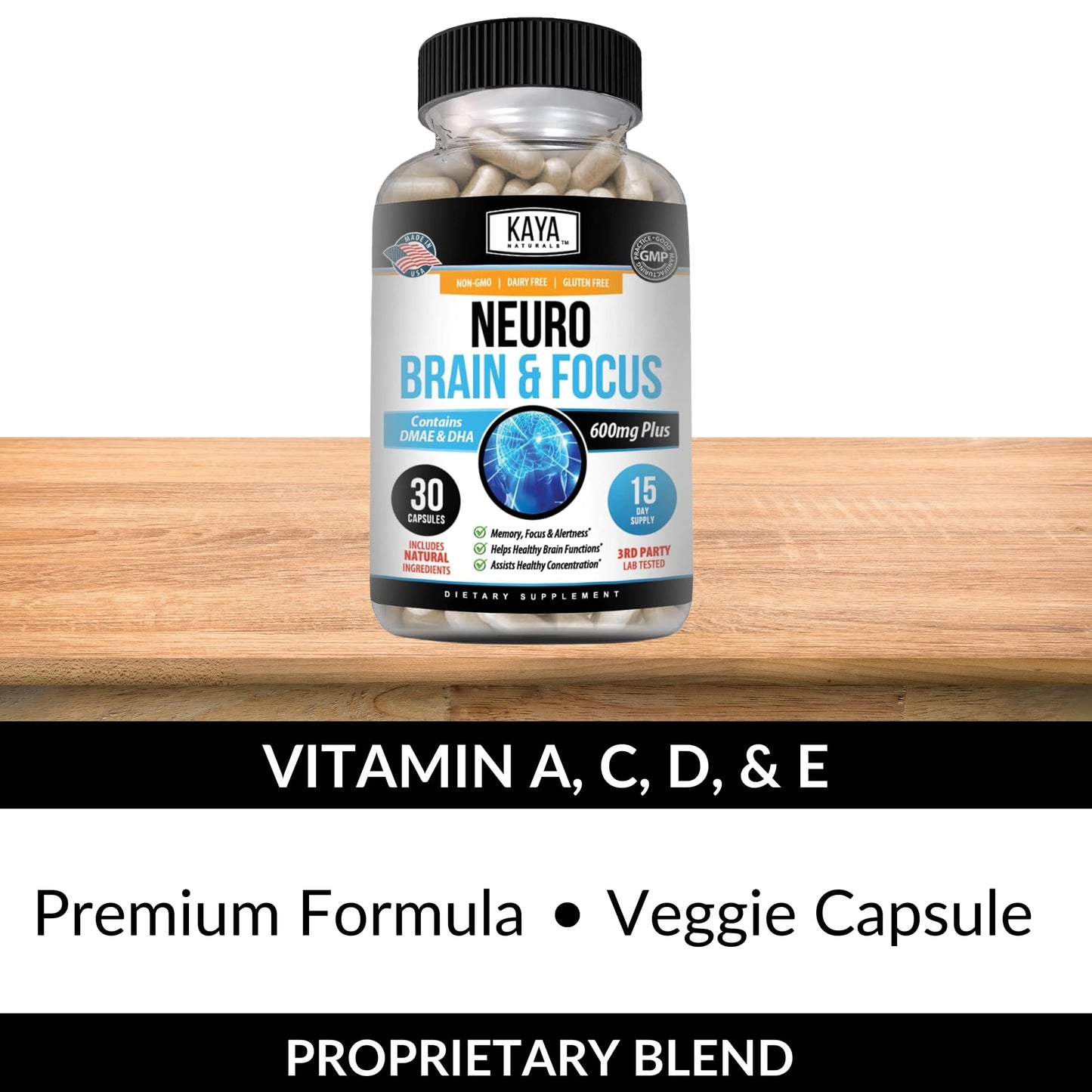 Kaya Naturals Neuro Brain Nootropic: Memory & Focus Capsule – 60 Capsules (Pack of 2)