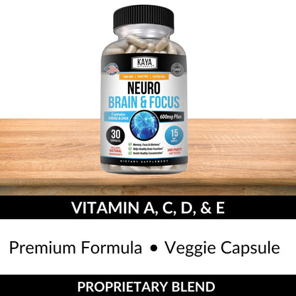Kaya Naturals Neuro Brain Nootropic: Memory & Focus Capsule – 60 Capsules (Pack of 2)