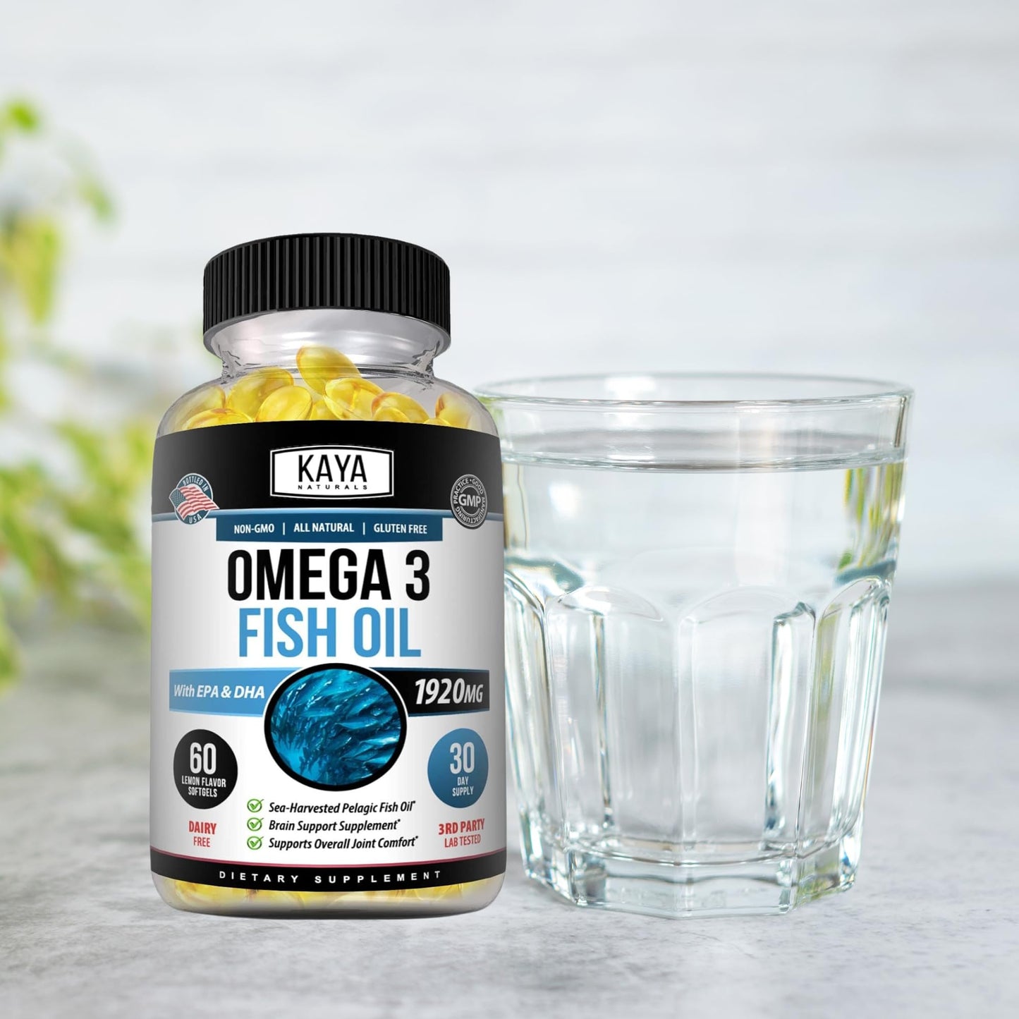 Kaya Naturals Omega-3 Supplement | 60 Softgels | Pure Sea-Harvested Pelagic Fish Oil | No Fishy Aftertaste