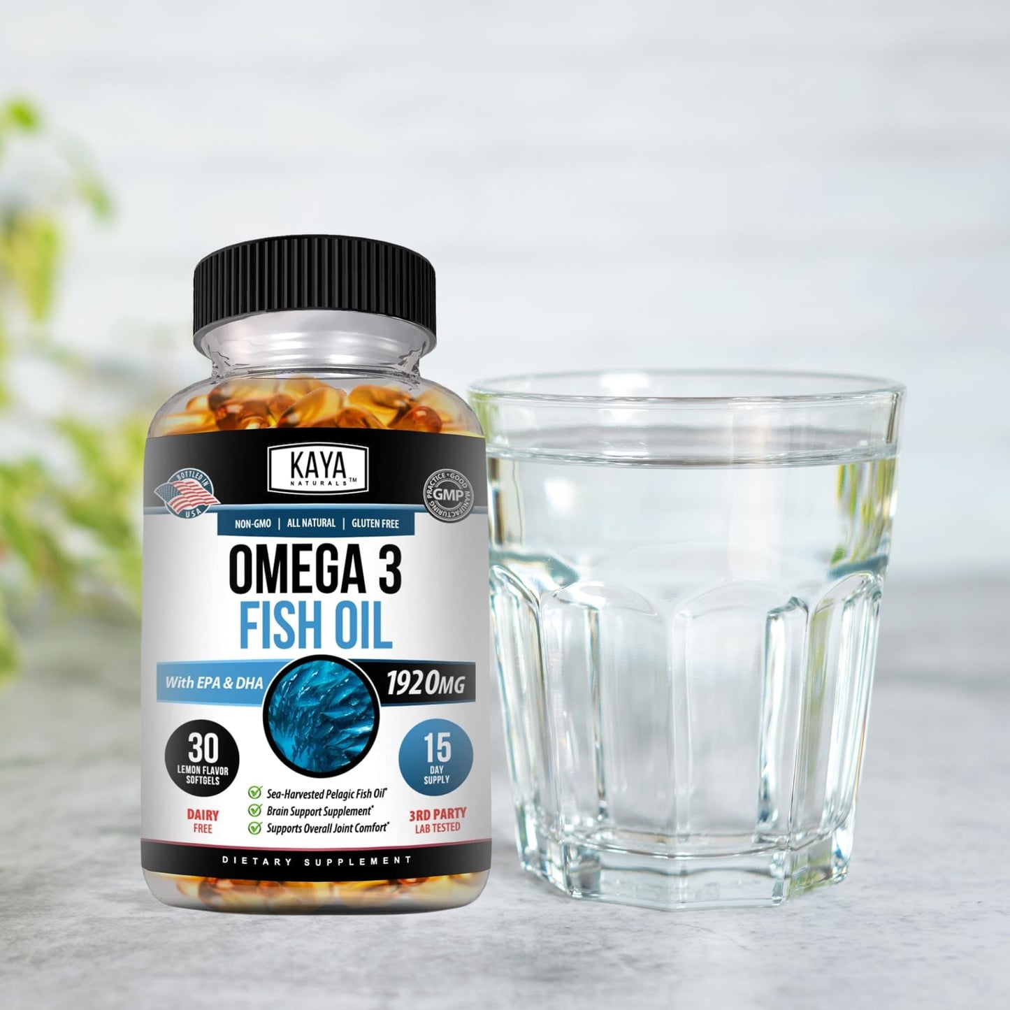 Kaya Naturals Omega-3 Fish Oil Supplement | 100% Pure Sea-Harvested Pelagic | No Fishy Aftertaste | 30 Softgels