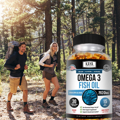 Kaya Naturals Omega-3 Fish Oil Supplement | 100% Pure Sea-Harvested Pelagic | No Fishy Aftertaste | 30 Softgels