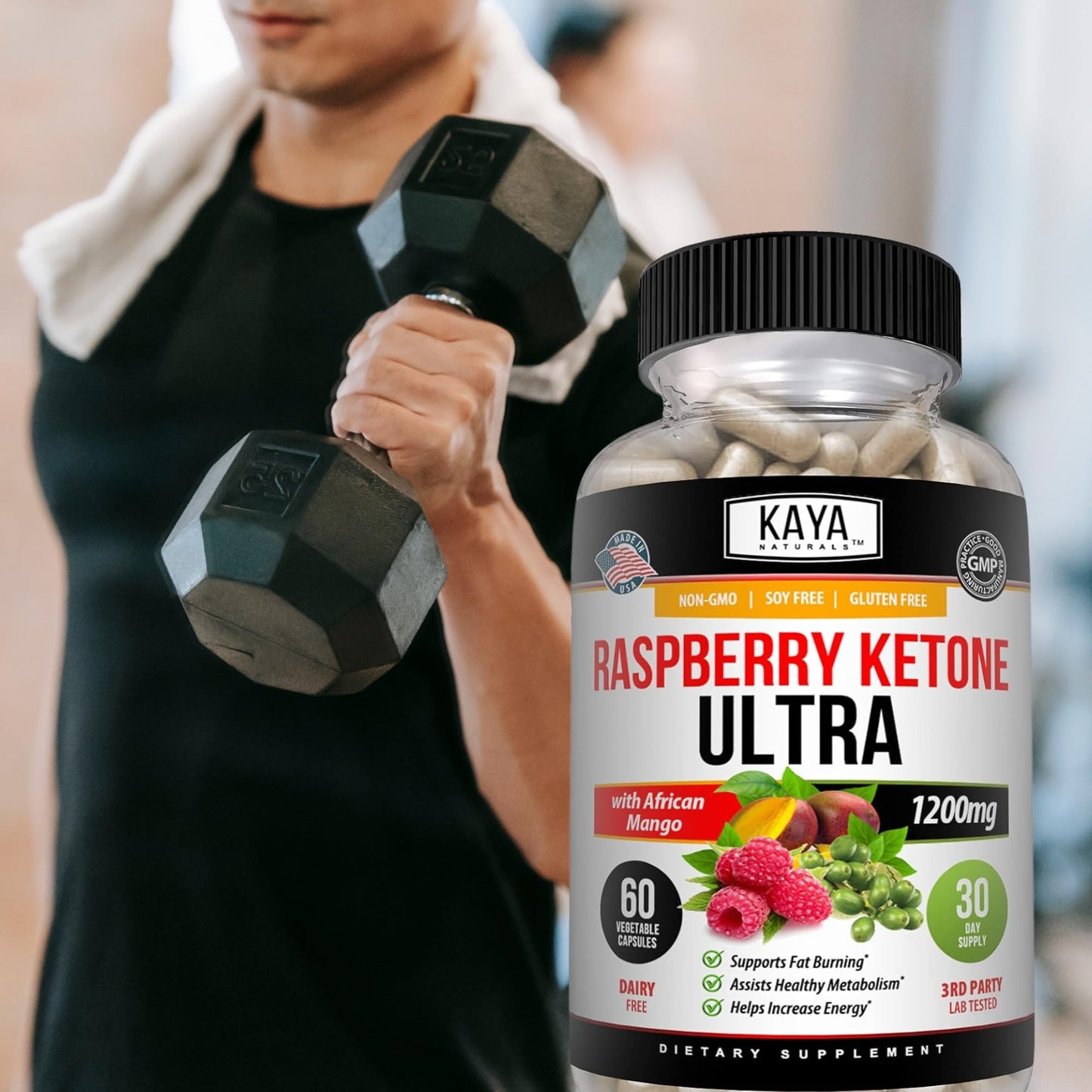 Kaya Naturals Raspberry Ketone Keto Diet - Weight Loss & Appetite Support (60 Count)