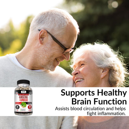 Kaya Naturals Red Panax Ginseng + Ginkgo Biloba – Nootropic Brain Support (2x60)