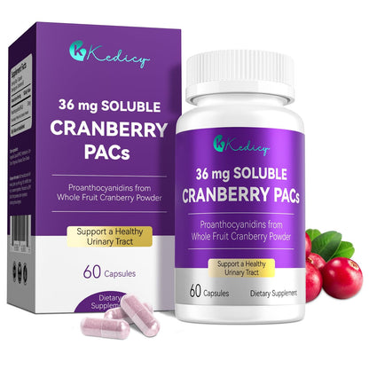 Kedicy Cranberry Pills for Women – 36 mg Soluble PACs | UTI Defense | 60 Caps