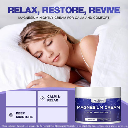 KEDISOM Magnesium Cream for Sleep - Natural Topical Magnesium Lotion | Calming Lavender Nighttime Moisturizer