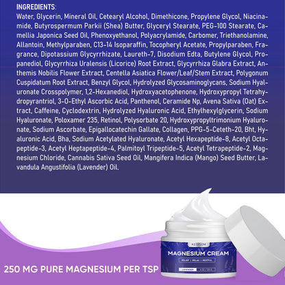 KEDISOM Magnesium Cream for Sleep - Natural Topical Magnesium Lotion | Calming Lavender Nighttime Moisturizer