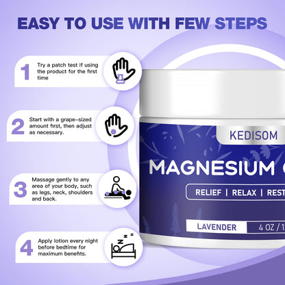 KEDISOM Magnesium Cream for Sleep - Natural Topical Magnesium Lotion | Calming Lavender Nighttime Moisturizer