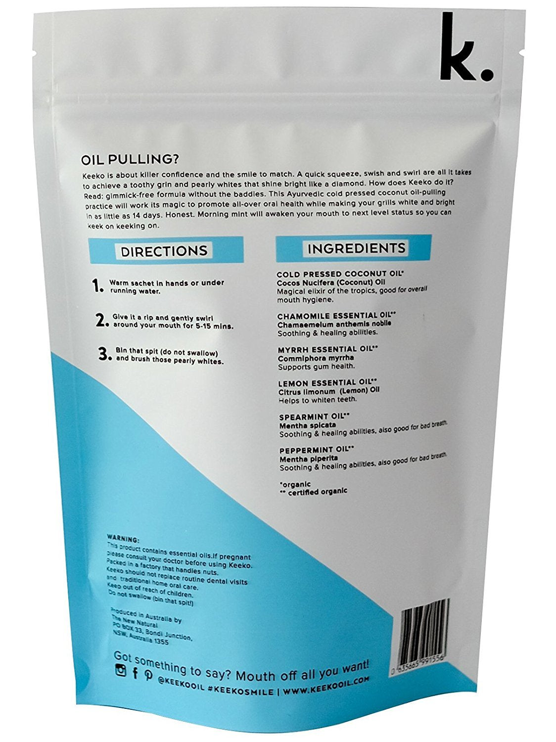 Keeko Morning Mint Oil Pulling Sachets – 14 Pack (2-Week Course)