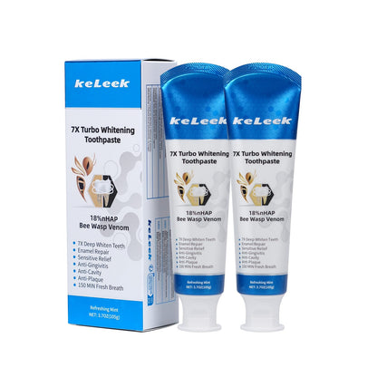 KeLeek 2-Pack 7X Turbo Whitening Toothpaste – Nano-Hydroxyapatite + Bee Venom