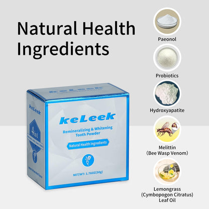 KeLeek 7 Benefits Hydroxyapatite Tooth Powder - Whitening & Remineralizing with Bee Venom & Probiotics